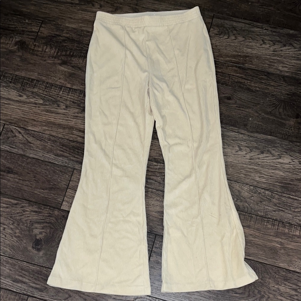Aerie Cream Textured Trousers